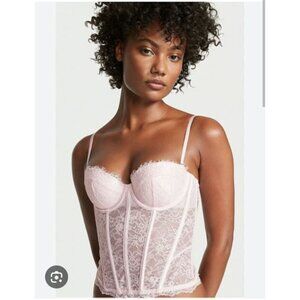 NEW! Victorias Secret Allure Lace Corset Top Medium In Blush Pink